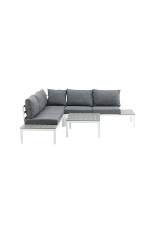 Venture Home Odense soffset- Vit alu / Grå Kudde / Grå Aintwood