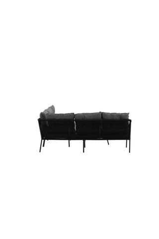 Venture Home Berlin hörnset med rep Svart / Svart / Svart / Grå kudde
