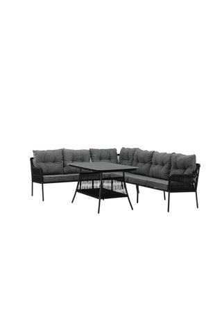 Venture Home Berlin hörnset med rep Svart / Svart / Svart / Grå kudde