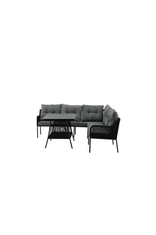 Venture Home Berlin hörnset med rep Svart / Svart / Svart / Grå kudde