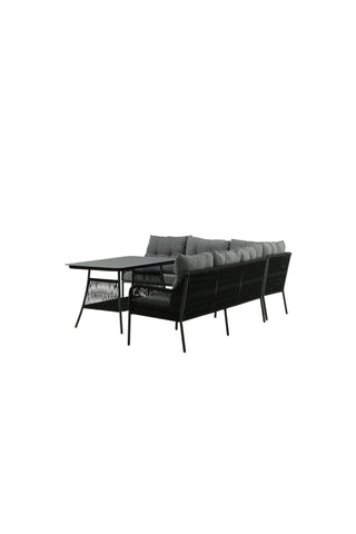 Venture Home Berlin hörnset med rep Svart / Svart / Svart / Grå kudde