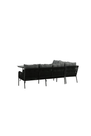 Venture Home Berlin hörnset med rep Svart / Svart / Svart / Grå kudde