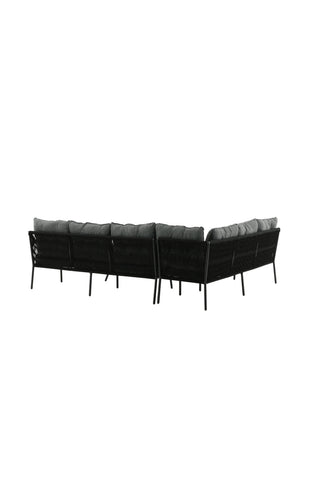 Venture Home Berlin hörnset med rep Svart / Svart / Svart / Grå kudde
