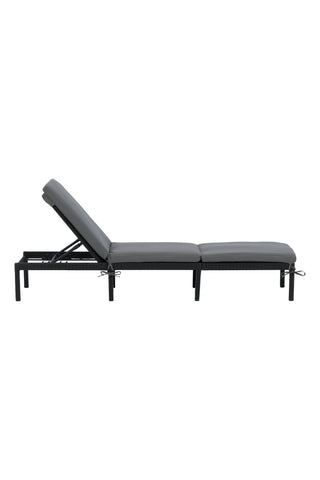 Bilbao sunlounge svart flätad/grå kudde