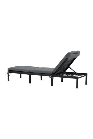 Bilbao sunlounge svart flätad/grå kudde