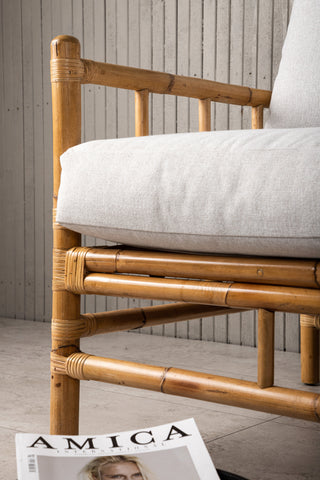 Cane 3-sits soffa - Bamboo / Grey Cushion