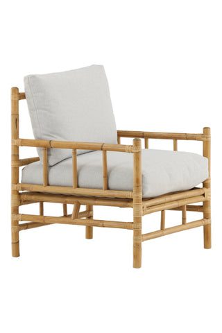 Cane 1-sits soffa - Bamboo / Grey Cushion