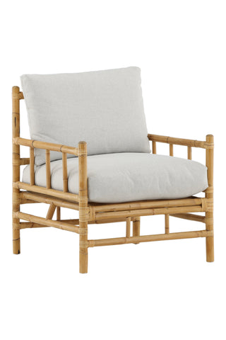 Cane 1-sits soffa - Bamboo / Grey Cushion