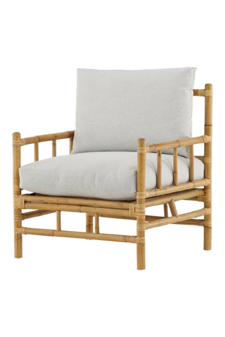 Cane 1-sits soffa - Bamboo / Grey Cushion