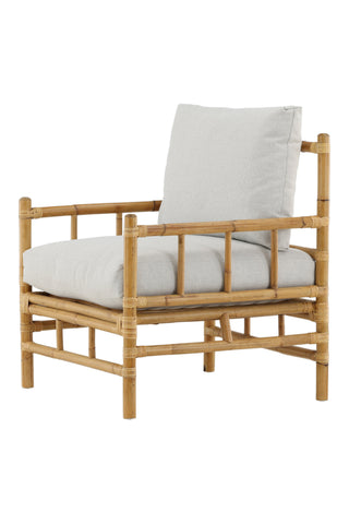Cane 1-sits soffa - Bamboo / Grey Cushion