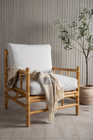 Cane 1-sits soffa - Bamboo / Grey Cushion