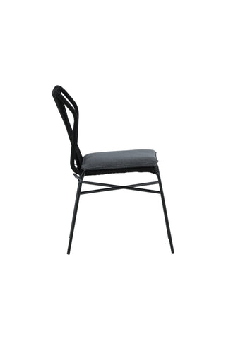 Julian Dining Chair 4-pack - Svart stål / svart rep (staplingsbar)