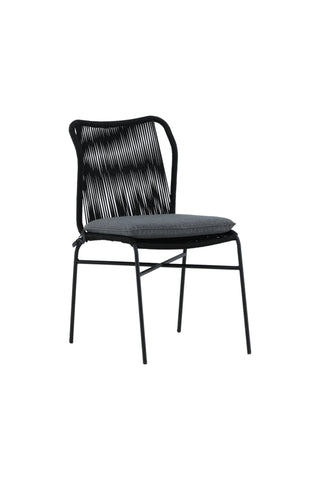 Julian Dining Chair 4-pack - Svart stål / svart rep (staplingsbar)