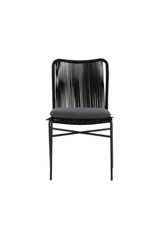 Julian Dining Chair 4-pack - Svart stål / svart rep (staplingsbar)