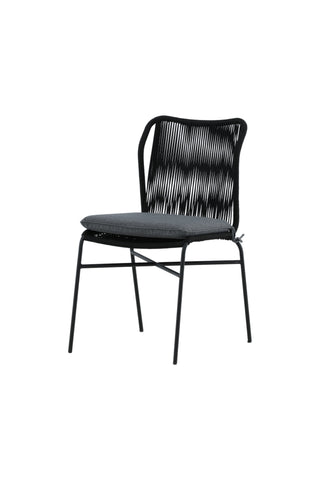 Julian Dining Chair 4-pack - Svart stål / svart rep (staplingsbar)