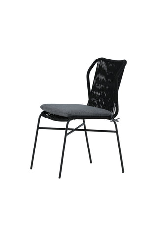 Julian Dining Chair 4-pack - Svart stål / svart rep (staplingsbar)