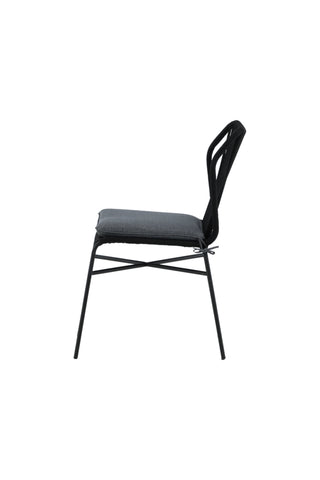 Julian Dining Chair 4-pack - Svart stål / svart rep (staplingsbar)