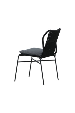 Julian Dining Chair 4-pack - Svart stål / svart rep (staplingsbar)