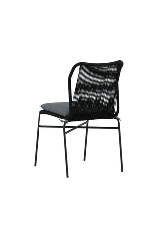 Julian Dining Chair 4-pack - Svart stål / svart rep (staplingsbar)