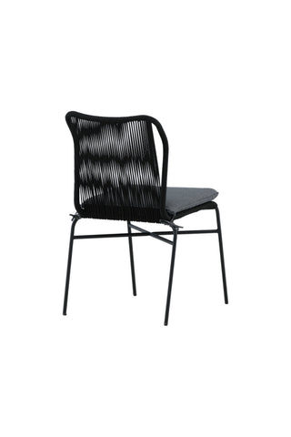 Julian Dining Chair 4-pack - Svart stål / svart rep (staplingsbar)