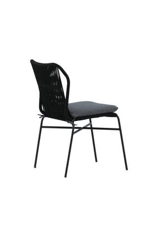 Julian Dining Chair 4-pack - Svart stål / svart rep (staplingsbar)