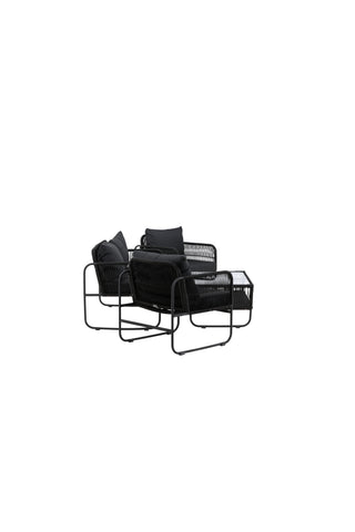 Venture Home Utah Lounge set - Svart - Svart rep (tvåsitsig + 2 ensits + bord)
