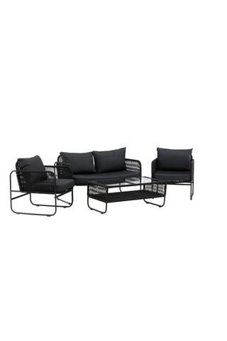 Venture Home Utah Lounge set - Svart - Svart rep (tvåsitsig + 2 ensits + bord)