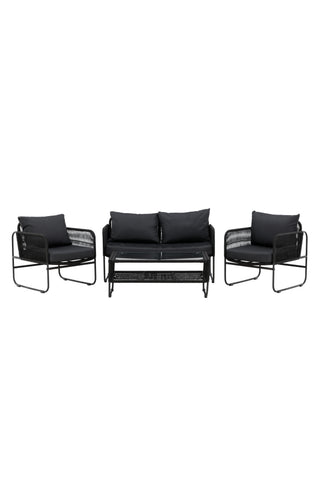Venture Home Utah Lounge set - Svart - Svart rep (tvåsitsig + 2 ensits + bord)