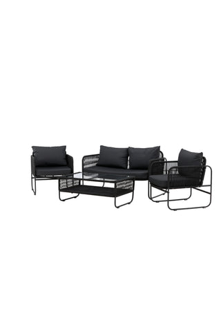 Venture Home Utah Lounge set - Svart - Svart rep (tvåsitsig + 2 ensits + bord)