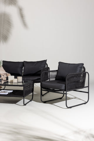 Venture Home Utah Lounge set - Svart - Svart rep (tvåsitsig + 2 ensits + bord)