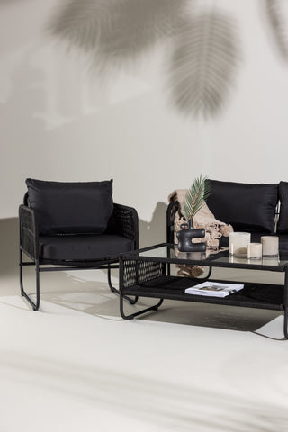 Venture Home Utah Lounge set - Svart - Svart rep (tvåsitsig + 2 ensits + bord)