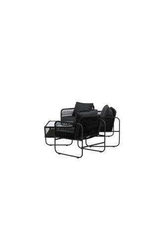 Venture Home Utah Lounge set - Svart - Svart rep (tvåsitsig + 2 ensits + bord)