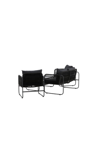 Venture Home Utah Lounge set - Svart - Svart rep (tvåsitsig + 2 ensits + bord)