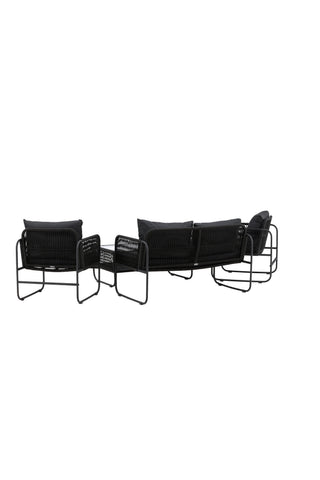 Venture Home Utah Lounge set - Svart - Svart rep (tvåsitsig + 2 ensits + bord)