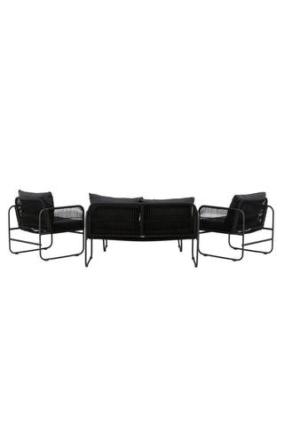 Venture Home Utah Lounge set - Svart - Svart rep (tvåsitsig + 2 ensits + bord)