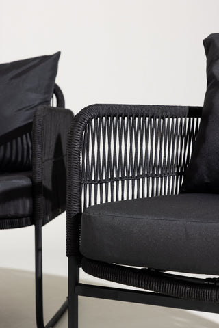 Venture Home Utah Lounge set - Svart - Svart rep (tvåsitsig + 2 ensits + bord)
