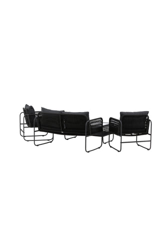 Venture Home Utah Lounge set - Svart - Svart rep (tvåsitsig + 2 ensits + bord)