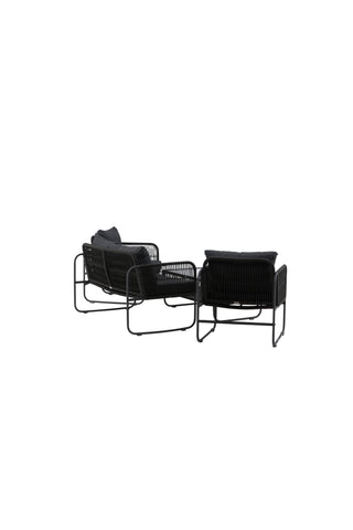 Venture Home Utah Lounge set - Svart - Svart rep (tvåsitsig + 2 ensits + bord)