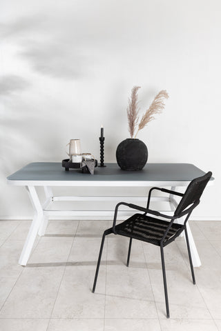 Virya Matbord - Vit Alu / Grått Glas - litet bord