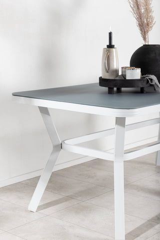 Virya Matbord - Vit Alu / Grått Glas - litet bord