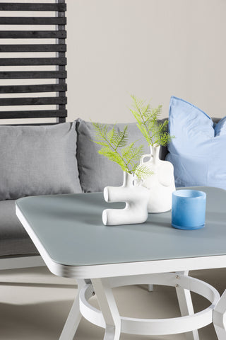 Venture Home Virya Hörnsoffset (3+2+1) Vit alu / Grå rep / grå kudde