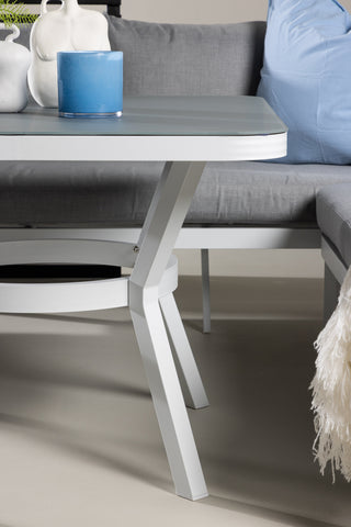 Venture Home Virya Hörnsoffset (3+2+1) Vit alu / Grå rep / grå kudde