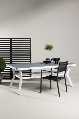 Virya Matbord - Vit Alu / Grått Glas - stort bord
