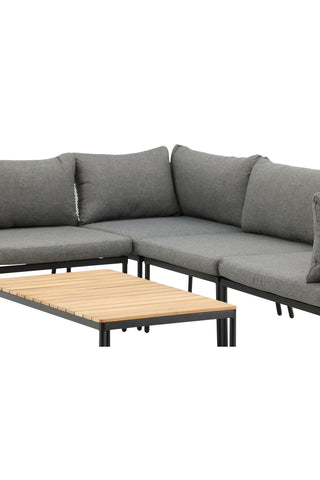 Venture Home Nettan - Hörnsoffset - svart Stål / Grå Kudde / Teak