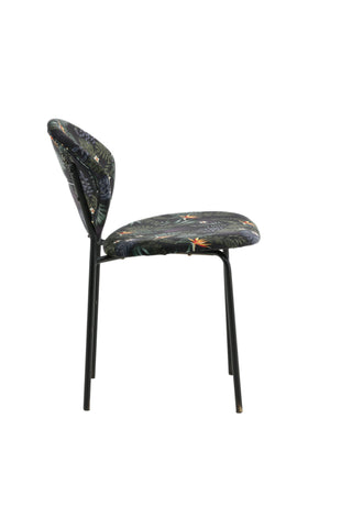 Vault Dining Chair - Svarta ben - Black Flower tryckt tyg