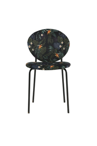 Vault Dining Chair - Svarta ben - Black Flower tryckt tyg