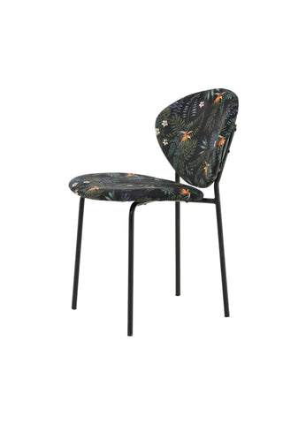 Vault Dining Chair - Svarta ben - Black Flower tryckt tyg