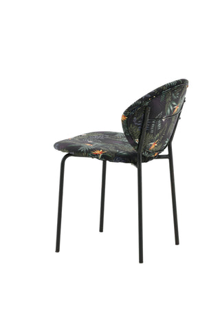 Vault Dining Chair - Svarta ben - Black Flower tryckt tyg