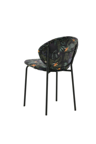 Vault Dining Chair - Svarta ben - Black Flower tryckt tyg