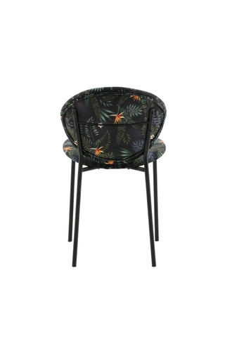 Vault Dining Chair - Svarta ben - Black Flower tryckt tyg